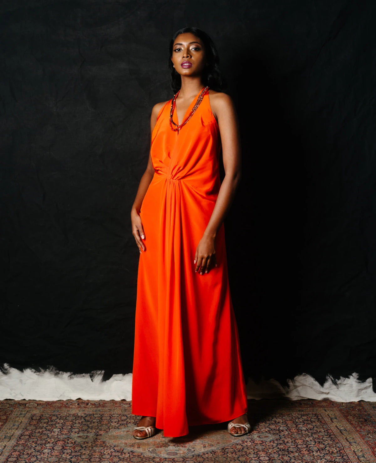 Silk Halter Neck Dress