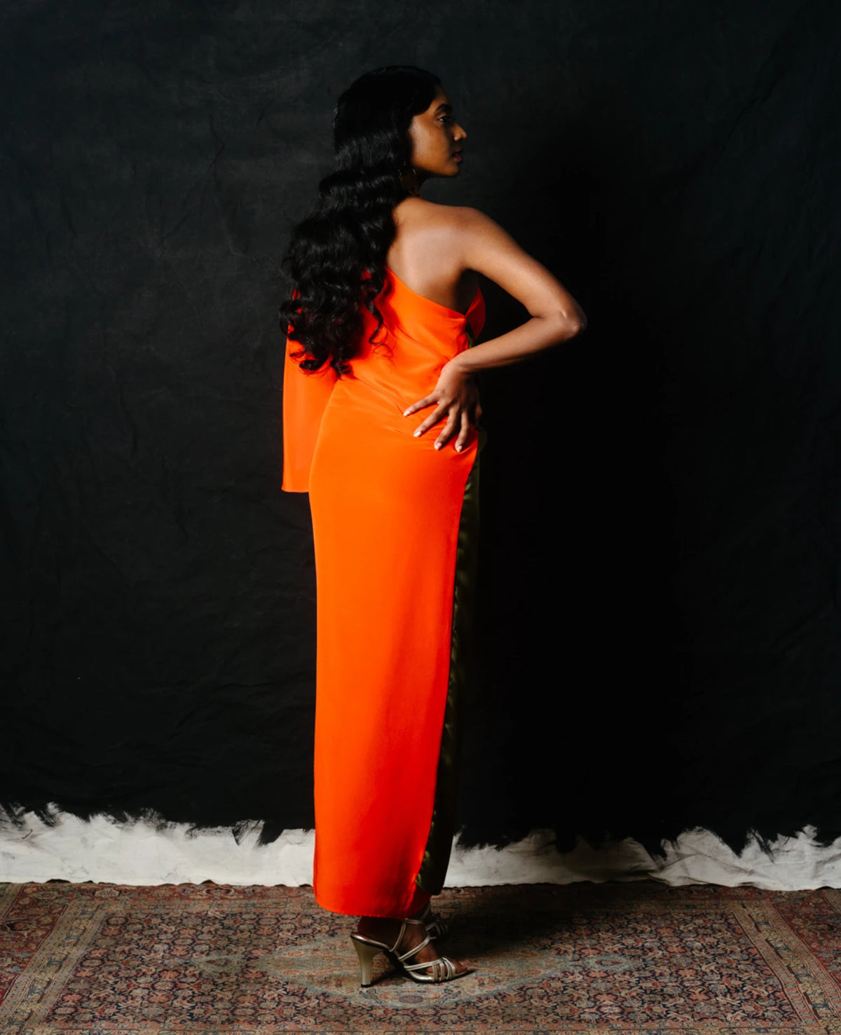 Silk One Shoulder Wrap Dress