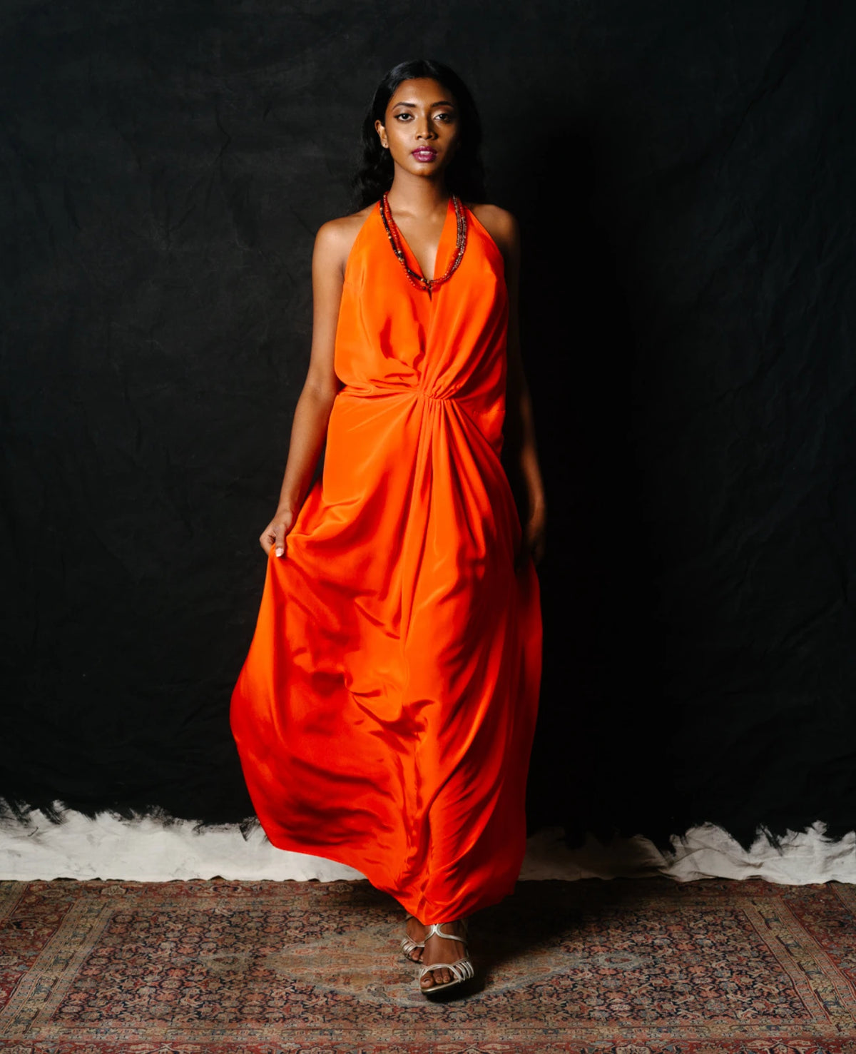 Silk Halter Neck Dress