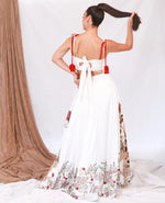 White Crop Top with Red Roses