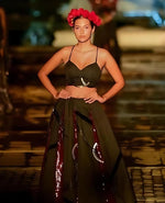 Black Handloom Crop Top.