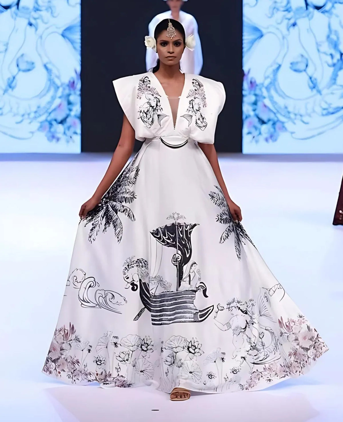 Quilted Printed Lace Dress