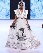 Quilted Printed Lace Dress