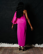 Silk One Shoulder Wrap Dress