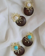 Isla Earrings Turquoise & Wood Rays
