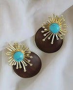 Isla Earrings Turquoise & Wood Rays