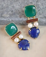 Adina. Green Onyx, Pearl & Lapis.